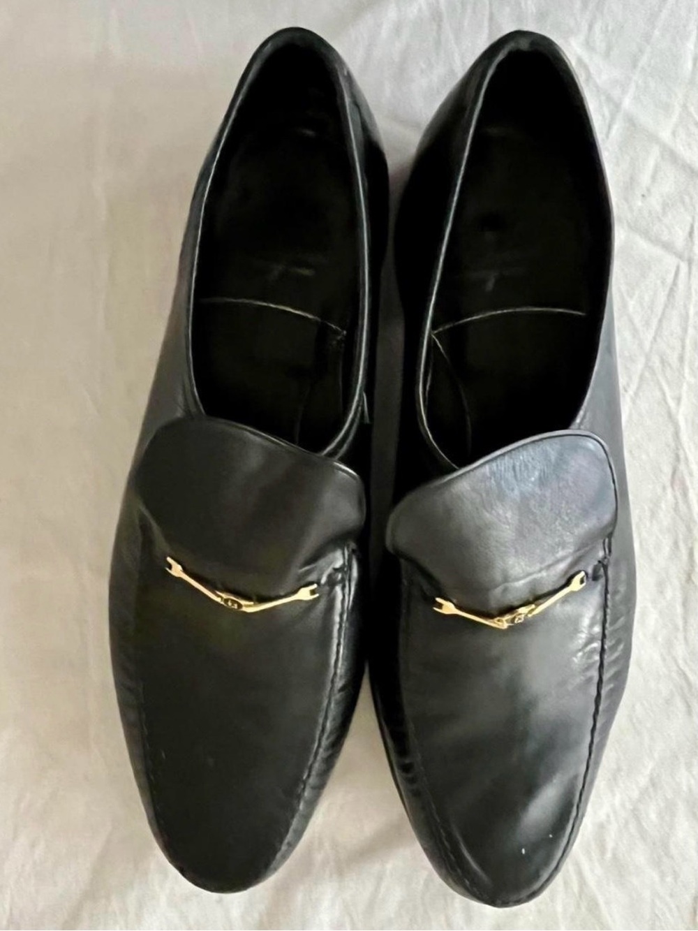 Florsheim Royal Imperial Black Leather Loafers Gold Accent Men’s Size 11 D